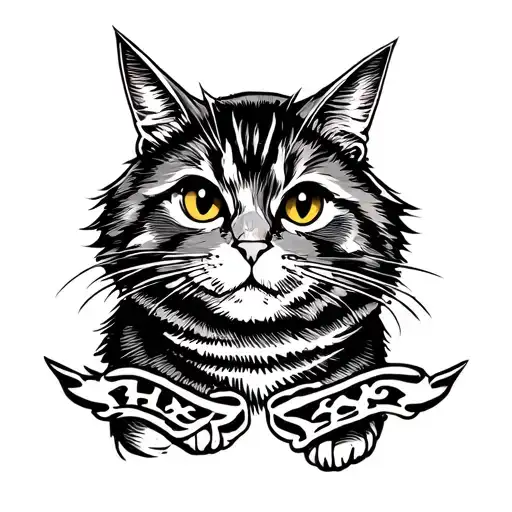 morning departed manx cat tattoo design idea