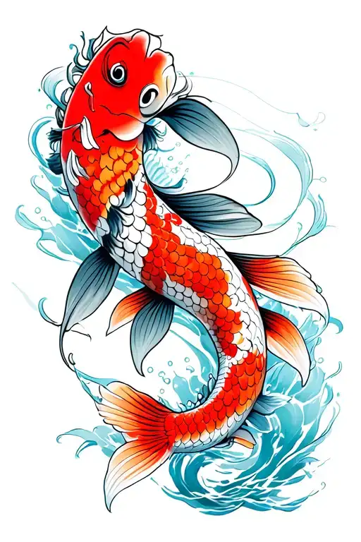 zen koi fish swimming gracefully navigating tattoo design idea
