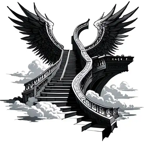 penrose stairs going into heaven tattoo design idea