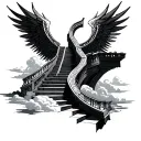 penrose stairs going into heaven tattoo design idea