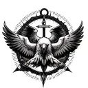 eagle compass anchor connected tattoo design idea