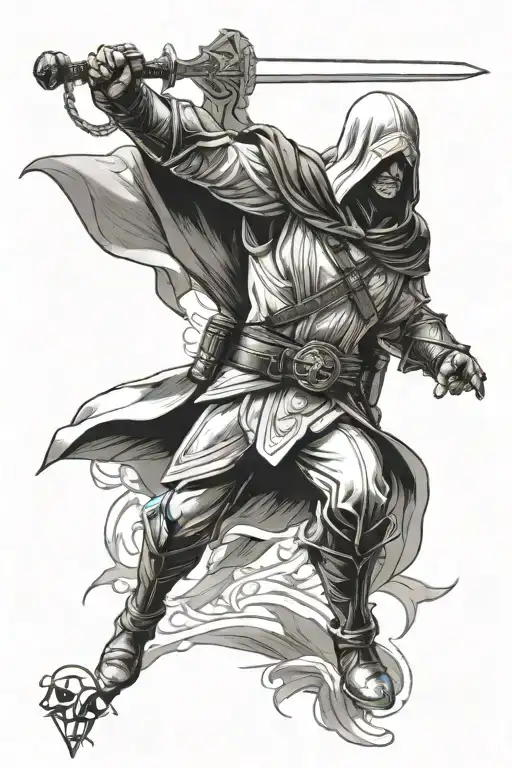 ezio in a duel with darth vader tattoo design idea