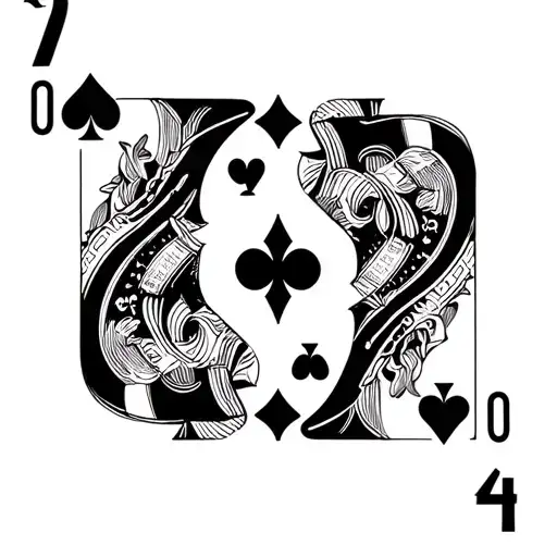 4 pik play cards arranged. Number 9, Number 10, Number 2 Number 4 tattoo design idea