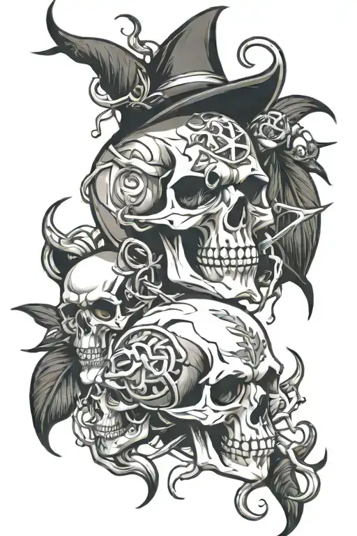 skulls and scorpions intertwined within tattoo design idea