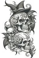 skulls and scorpions intertwined within tattoo design idea