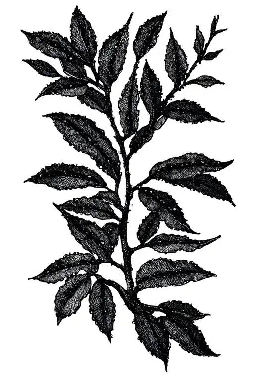 Willow branch, from shoulder to brush, style of pre -fit tattoo design idea