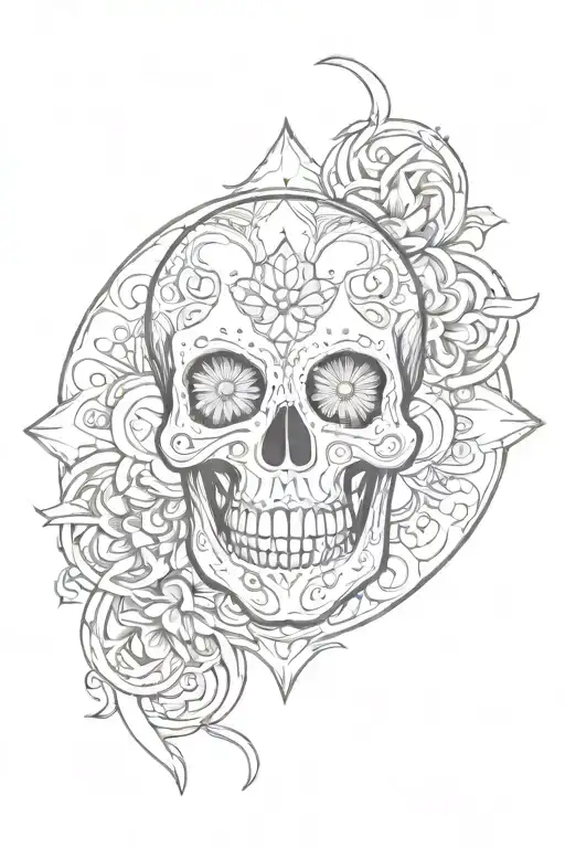 skull, mandala design tattoo design idea