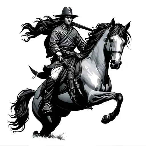 war horse riding tattoo design idea
