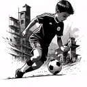 boy playing soccer in the favela racing tattoo design idea