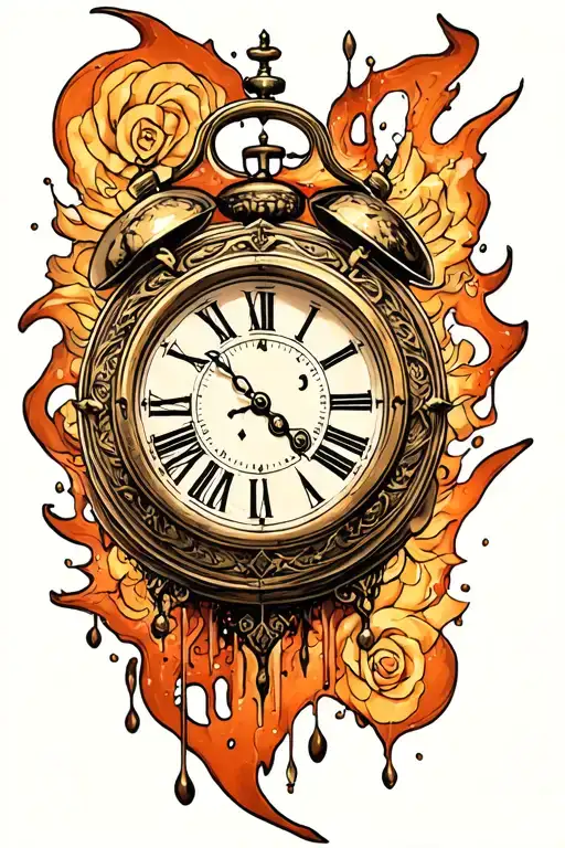 clock melting tattoo design idea