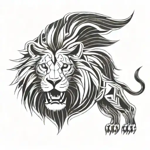 sun with lion of pride capital sin tattoo design idea