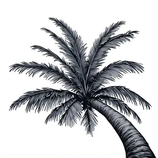 Fine Line Palm Tree tattoo design idea