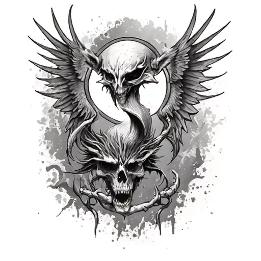 good vs evil addiction recovery symbol tattoo design idea