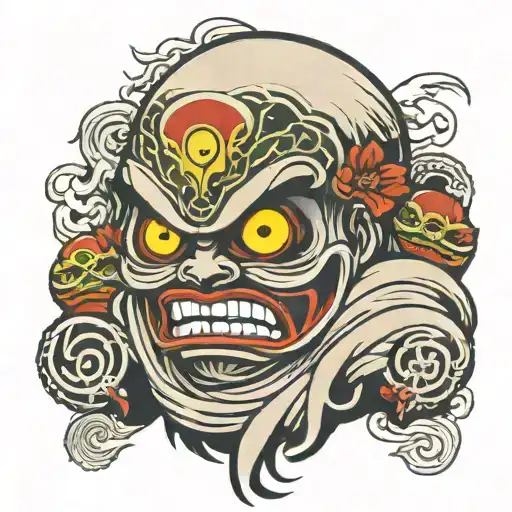 DARUMA doll zombie color tattoo tattoo design idea
