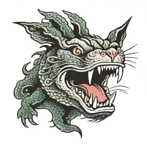 rabbit inside dragon mouth tattoo design idea