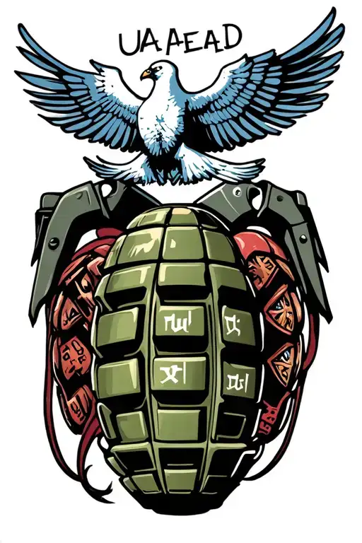 Hollywood Undead's Dove and Grenade logo with "UA4L" written in the middle of it and the band members' masks next to the tattoo design idea