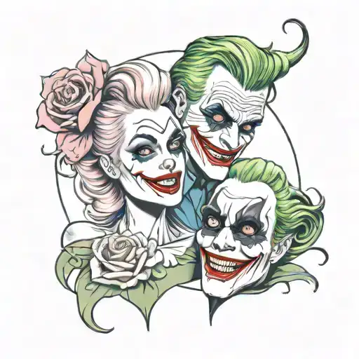 joker and Harley Quinn inspired tattoo tattoo design idea