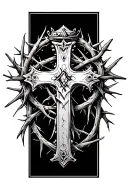 cross with crown of thorns tattoo design idea