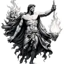Prometheus holding fire tattoo design idea