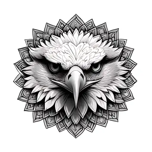 mandala with eagle face  tattoo design idea