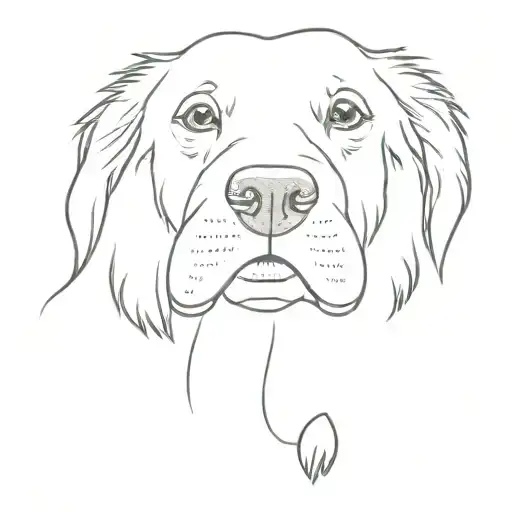 dog nose between paws connected tattoo design idea