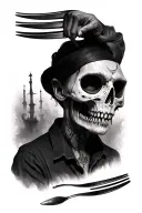 spooky fork tattoo design idea