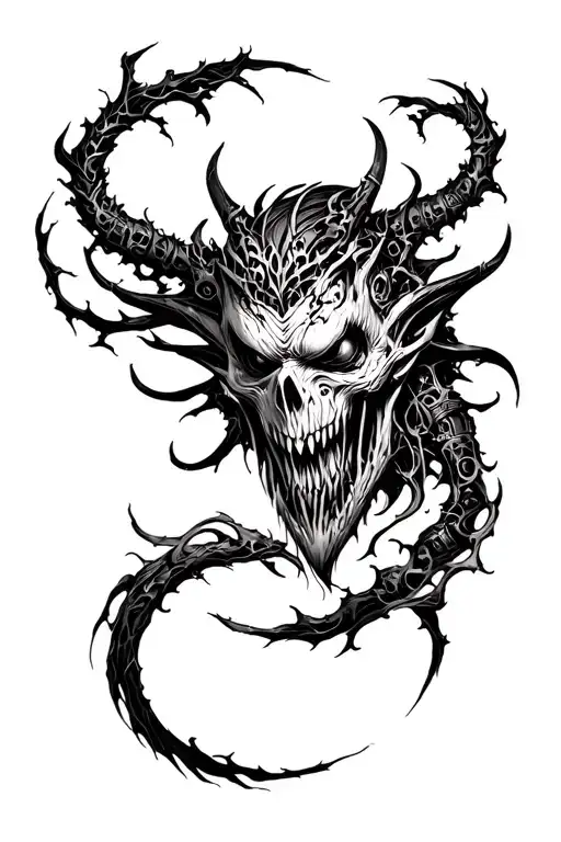 evil bio mechanical Japanese style tattoo tattoo design idea