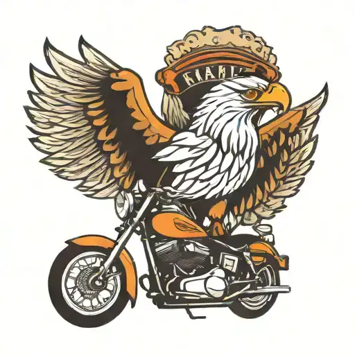 Harley Davidson Motorcycle with a bold eagle perched on top tattoo design idea