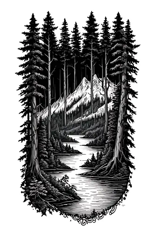 alaska forrest themed half sleeve  tattoo design idea