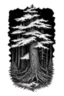 alaska forrest themed half sleeve  tattoo design idea