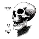 FUCK LOVE DEATH SKULL tattoo design idea