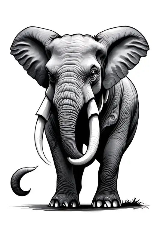 angry elephant head tattoo design idea