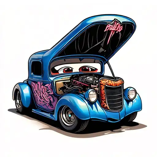 top fule funny car tattoo design idea