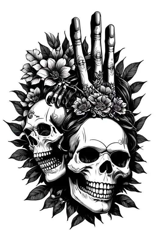 Virgin Shaka with Skulls tattoo design idea