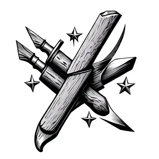 Carpentry chisels and stars themed chest tattoo design tattoo design idea