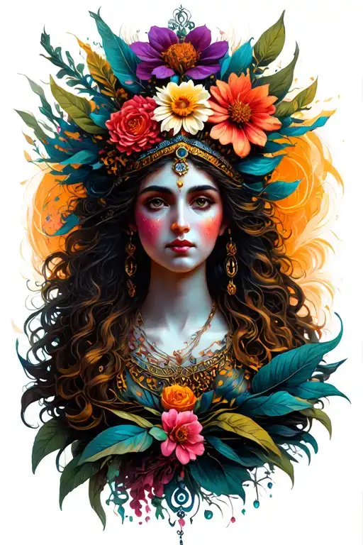 Godess absurd philosophy tattoo design idea