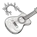 fine line acoustic guitar outline tattoo tattoo design idea