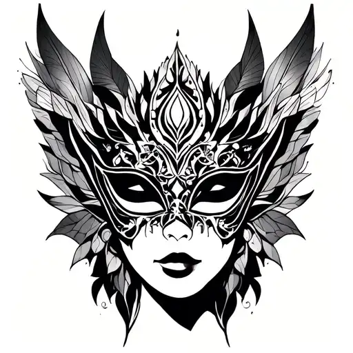 Standing at the end ofThe final masquerade tattoo design idea
