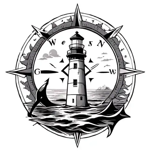 lighthouse with compass and or anchor tattoo small for men tattoo design idea