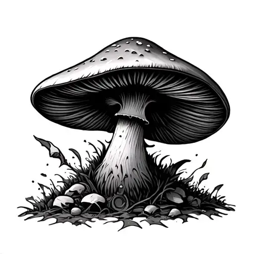 mushroom warrior tattoo design idea