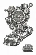 Old cars mekanik watch birthday date tattoo design idea