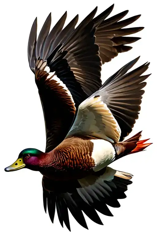 duck flying tattoo design idea