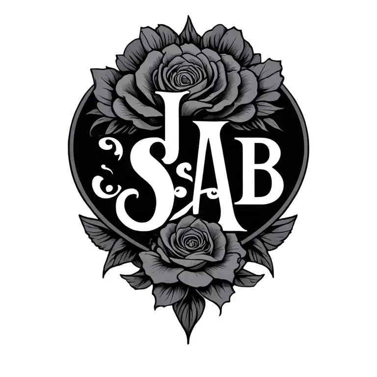 black tattoo with initials J S A B S incorporated somehow tattoo design idea