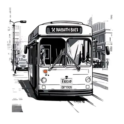 Behind a bus on the street tattoo design idea