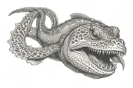 moray eel chasing a diver tattoo design idea