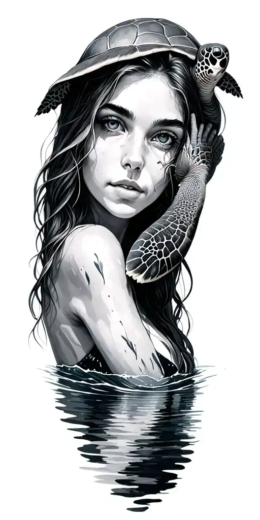 Sadie January island life love of water and turtles  tattoo design idea