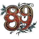 89 96 99 numerals surrounded tattoo design idea