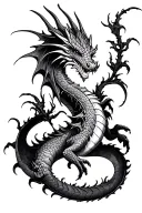 I want a small-medium Blackwork dragon tattoo design tattoo design idea