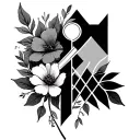 infinity, cross, flowers, geometry tattoo design idea