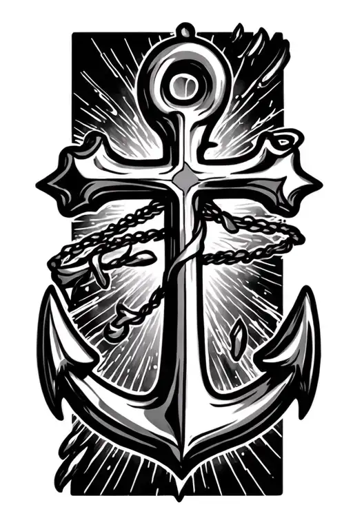 Anchor and a cross incorporated tattoo design idea